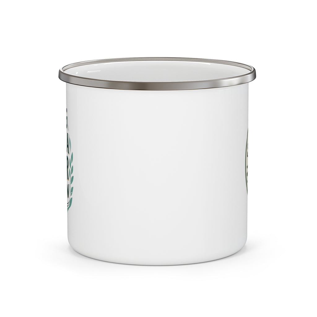 Eco Vibe Tribe Enamel Camping Mug - Adventure Travel, Outdoor Coffee Cup, Eco-Friendly Gift, Nature Lover, Camping Gear